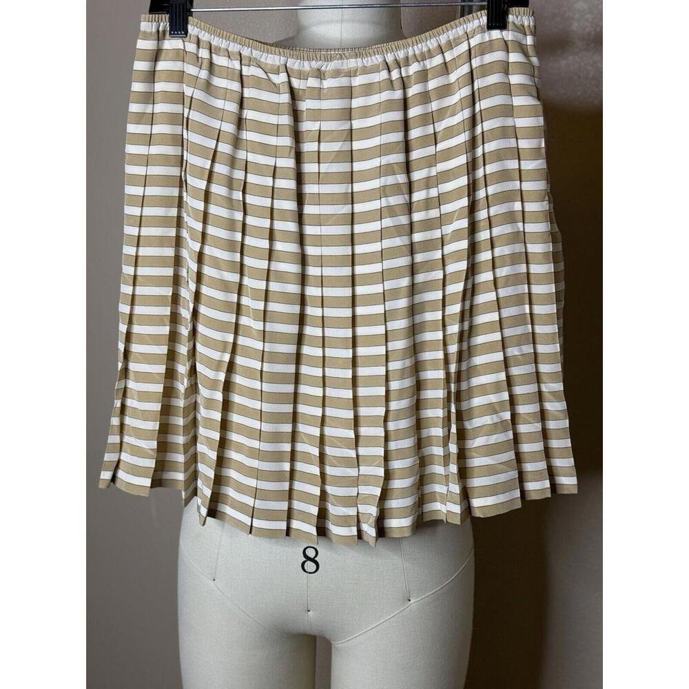 Linda Allard Ellen Tracy Petite Sz 10 Striped 100% Silk Pleated Schoolgirl Skirt